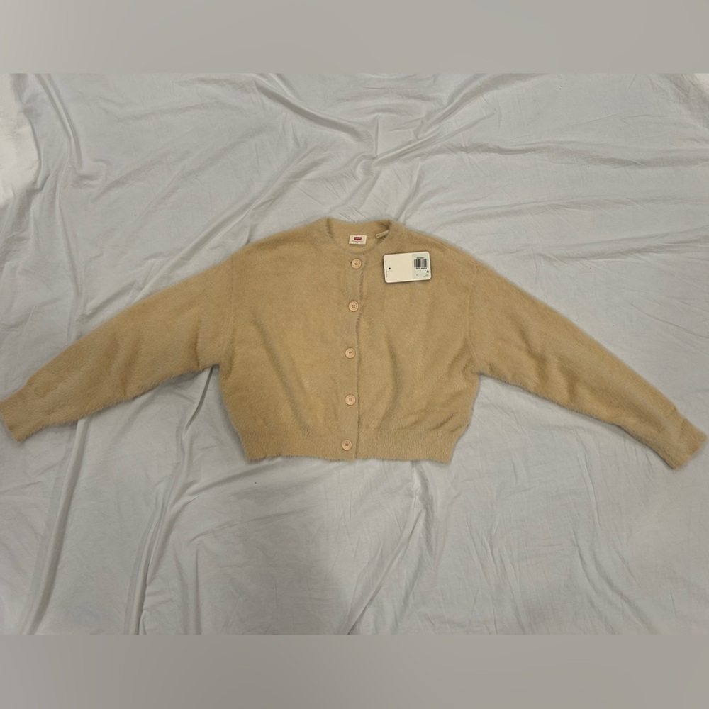 Levi's Beige Long Sleeve Button-Up Sweater